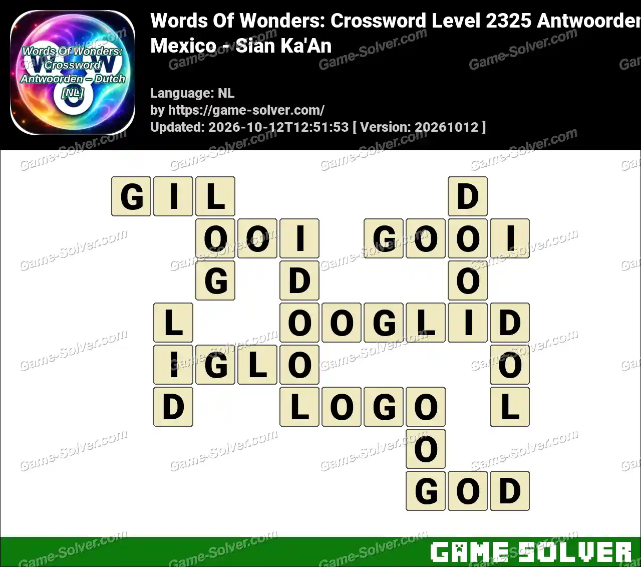 Words Of Wonders: Crossword Level 2325 Antwoorden – Mexico – Sian Ka’An